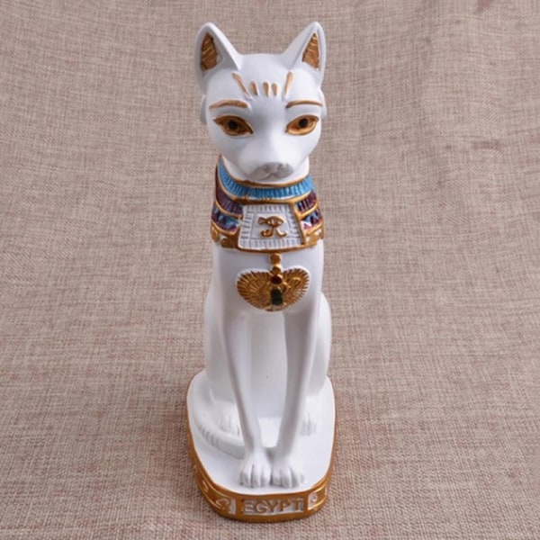 mini egyptisk bastet katt staty skulptur egyptisk gudinna figurin White