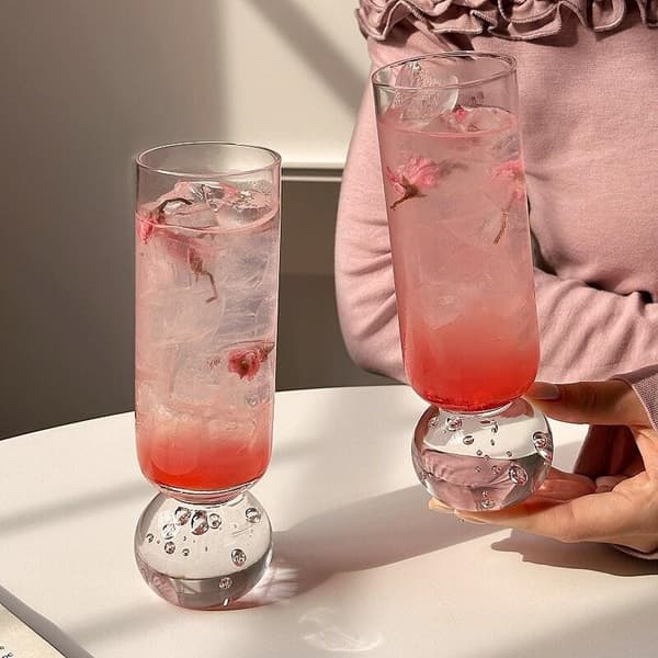 1 stk. lige glaskop med kuglebakke kaffe mælkeglas boble 1PCS