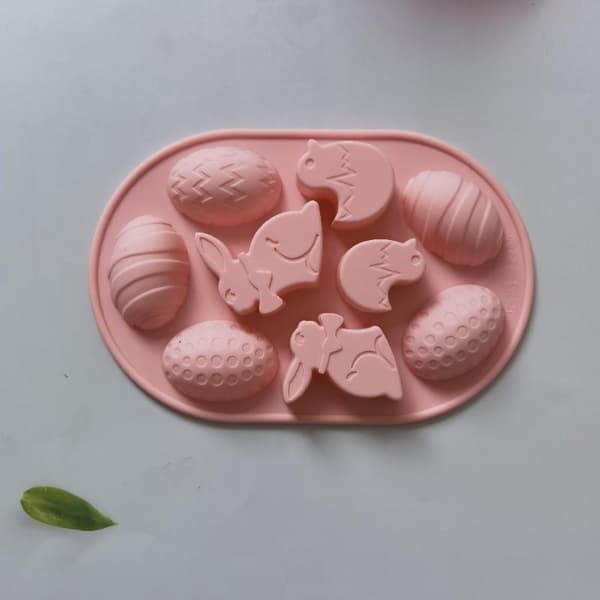 9-håls påsk-silikonform för äggformad bakning Choklad Pink