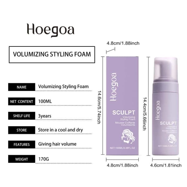 Hoegoa Volumizing Styling Mousse Virkistävä öljynhallinta ravitsee