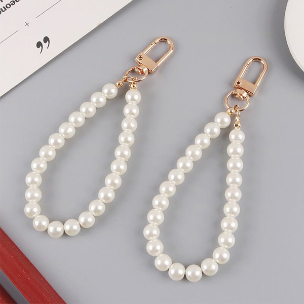 Pearls Beaded nøgleringe til kvinder biltaske Bluetooth headset nøgle Silver