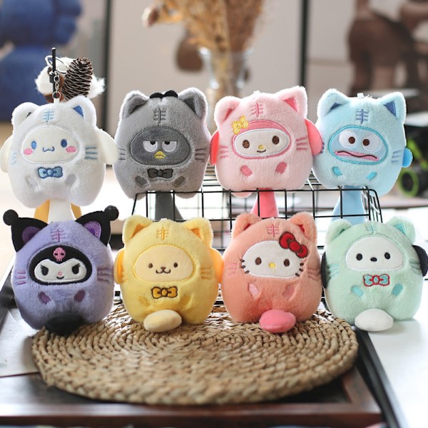 Sanrio Kuromi Plys dyr nøglering Lille Tiger Kuromi Melody Pink 10cm