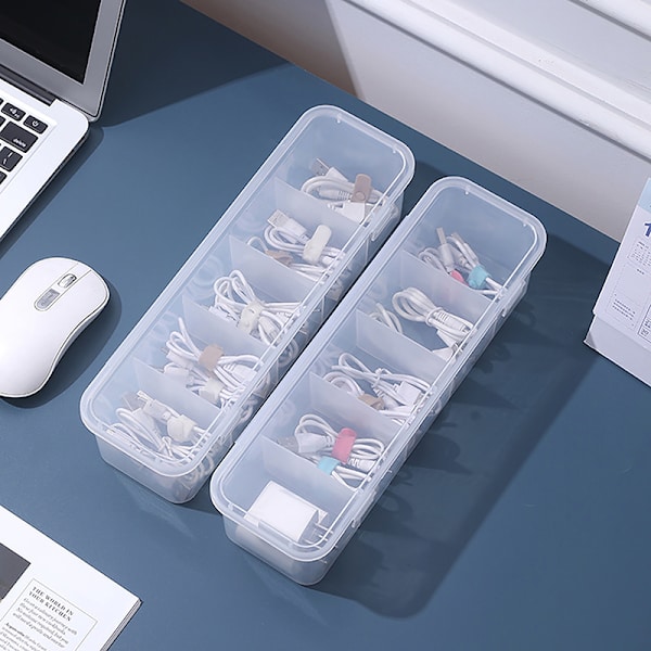 Genomskinlig Charge Cable Organizer Box Datakabelhantering Bo Clear