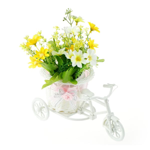 Utmerket hvit trehjulssykkel blomsterkurvbeholder for Flowe