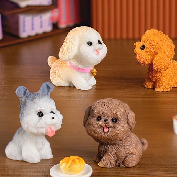 e Resin Hundvalp Djur Miniatyrfigur Hemprydnad i kruka 12