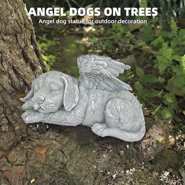 Harpiks Engel Hund Katt Statue Hagepynt Valp Gravstein Skulptur B