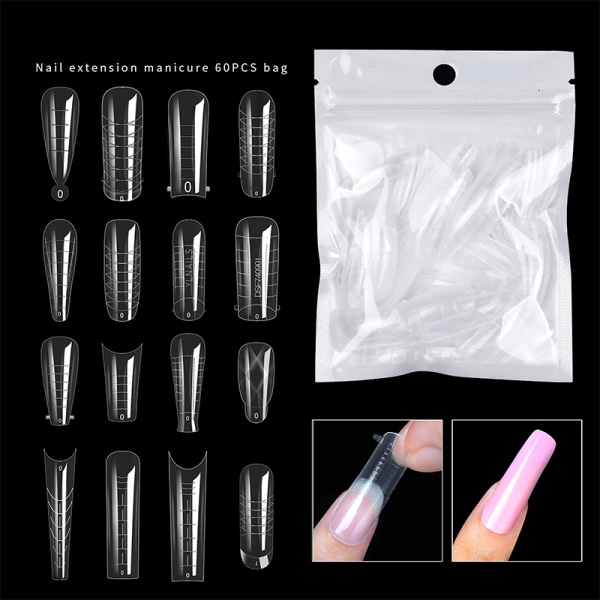 60 Stk ABS Forlængelse Nail Forms For UV Gel Polish False Nail Art 11