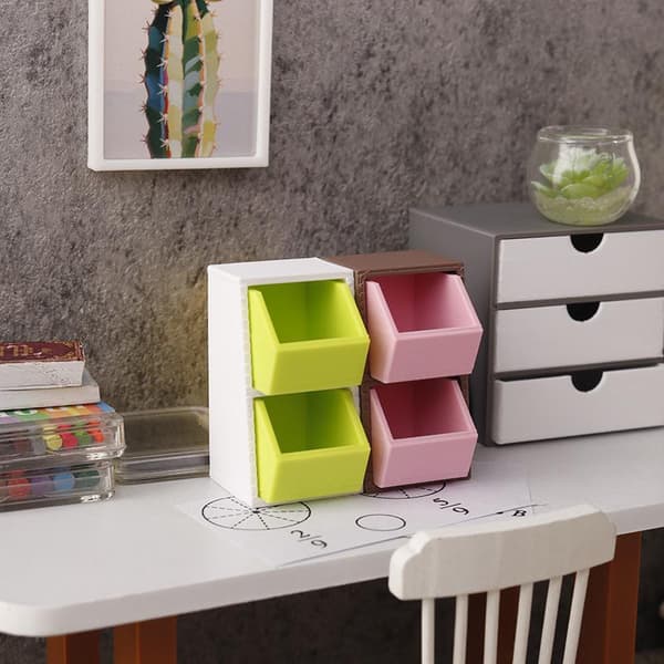 Miniatyr Förvaringslåda Prydnad 1/12 Dockhus Mini Kök Bas White green