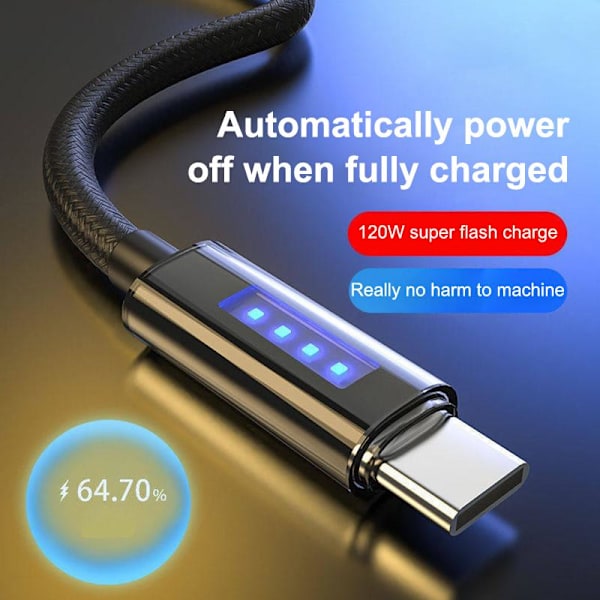 120W 6A Supernopea latauskaapeli USB-datakaapeli virta pikalataus 1M