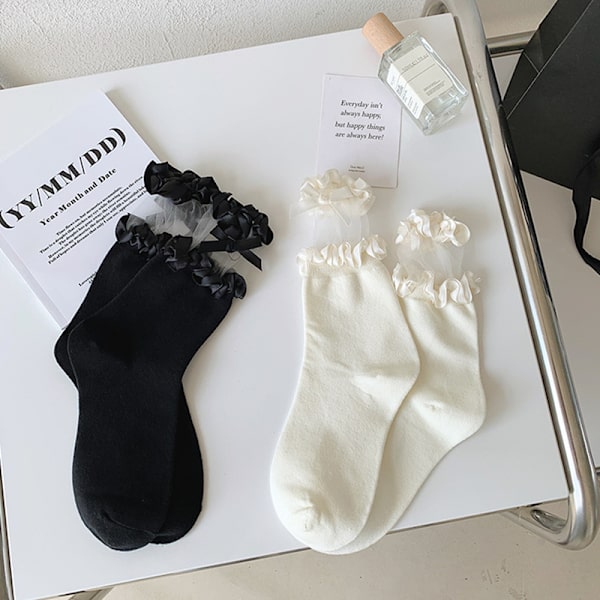 Kevään ja kesän yksiväriset sukat, lasten keskipitkät pitsit White