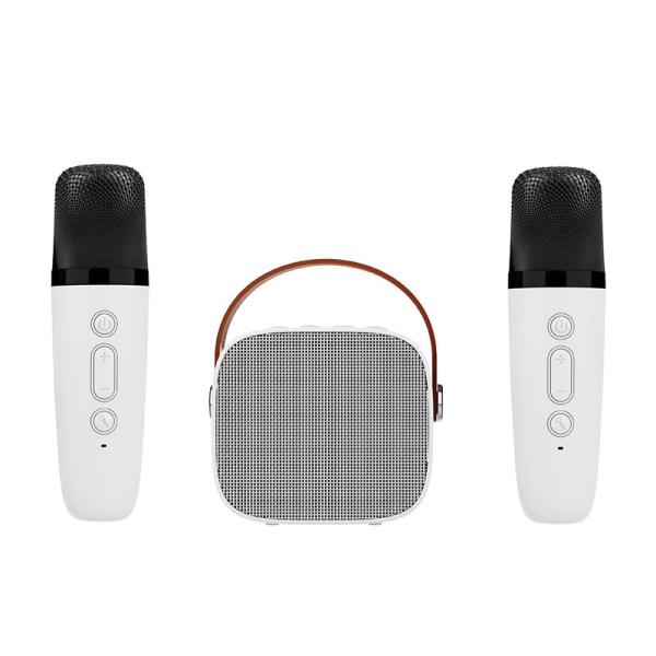 Kannettava Bluetooth kaiutin ja langaton Karaoke Mini -kaiutin White 2 Microphone