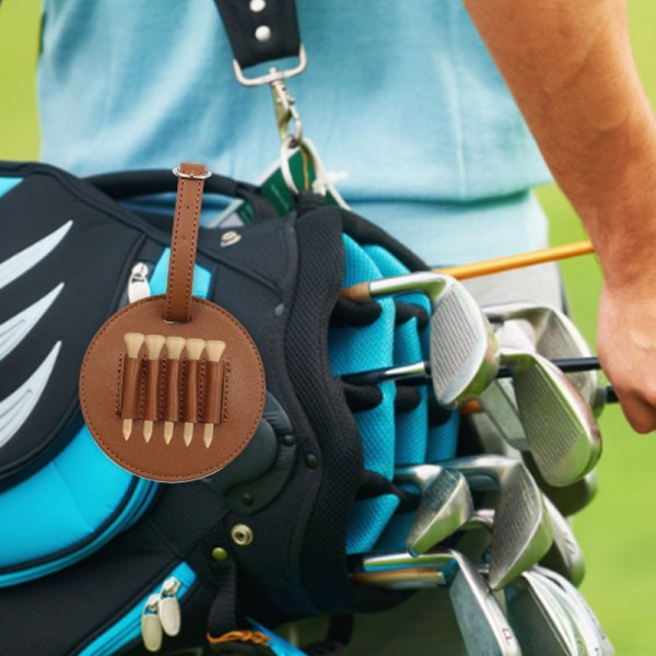 Golf Tee Holder Organizer Pu Nahka Golf Tee Säilytyslaukku 5 Tee Brown