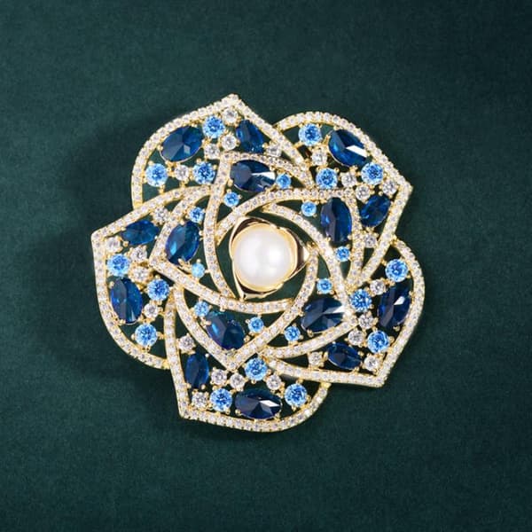 Mote Rhinestones Perle Kameliablomst Brosje For Kvinner Kåpe A1