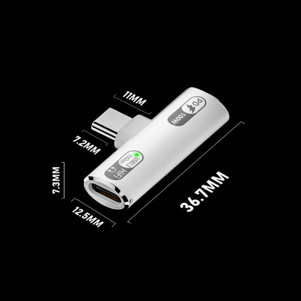 PD100W USB 3.2 Typ C till Typ C-adapter Snabbladdning Typ C He White