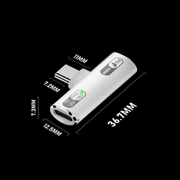 PD100W USB 3.2 Type C til Type C-adapter Hurtiglading Type C He White