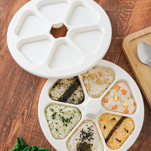6-gitter Risbold maskinpresset Non-stick Trekantet Sushi Ris B White