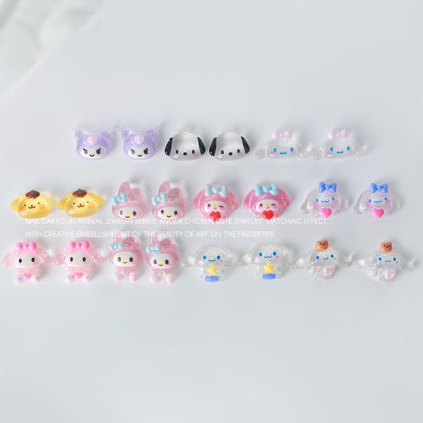 10 stk/sett tegneserie Sanrio Kuromi Cinnamoroll negletilbehør De SZ428