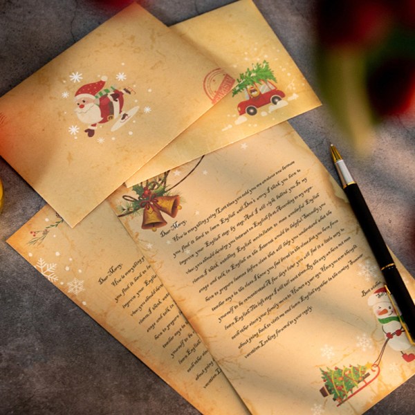 6 kpl Vintage Ruskea Letter kirjoituspaperi Joulujuhla P2