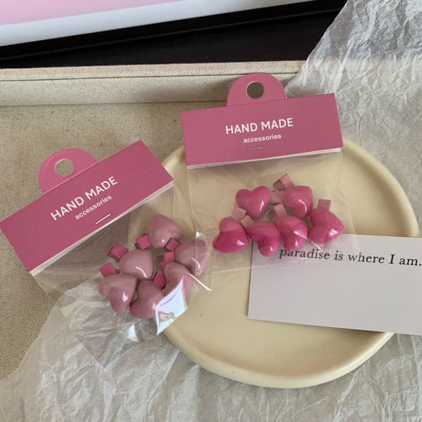 6st/ Set Peach Heart Mini Hårnålar e Sweet Pink Bangs Clip For A2