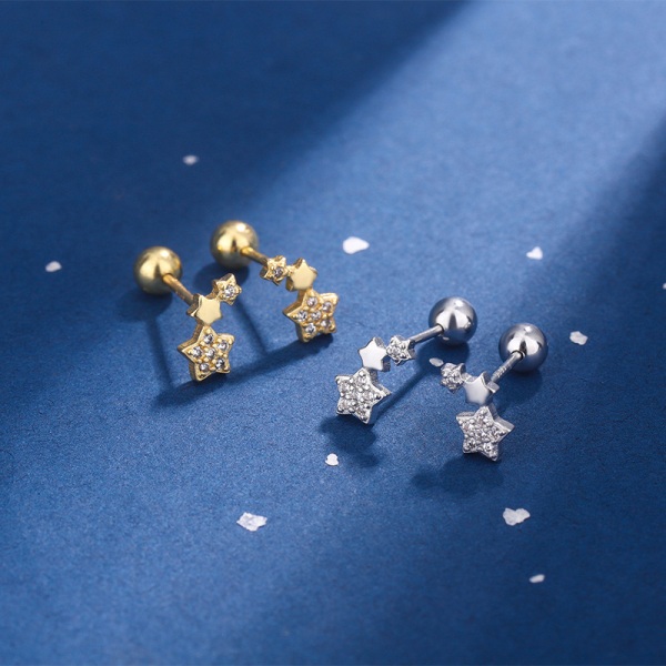 1 par studs øredobber Crystal Ear Stud Rustfritt stål Helix Ear A2