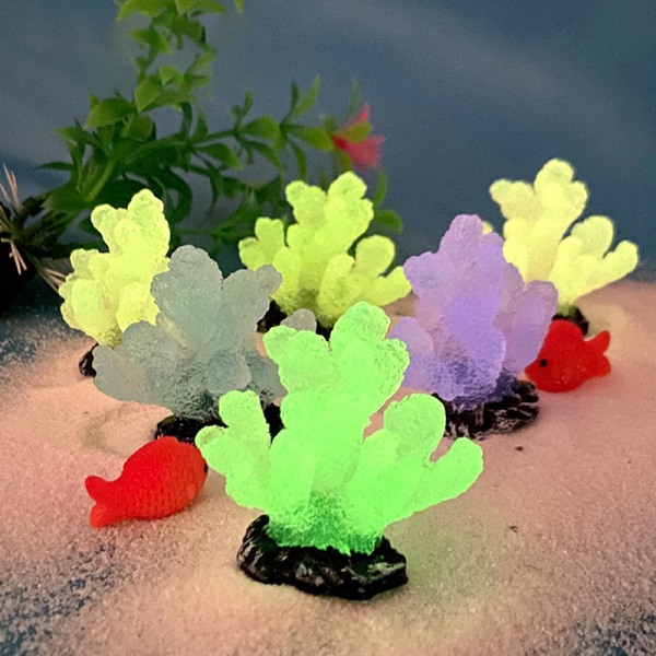 Lysende simulerte korallharpiksfigurer Microlandscape Fairy G