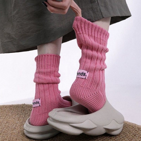 Paksu lanka neulottu keskiputki sukat puuvilla miehet naiset parit Pink  09ca | Pink | Fyndiq