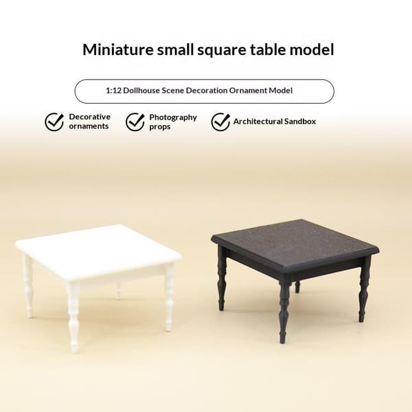 1/12 Dukkehus Simulation Firkantet Te Bord Model Dukkehus Møbler White