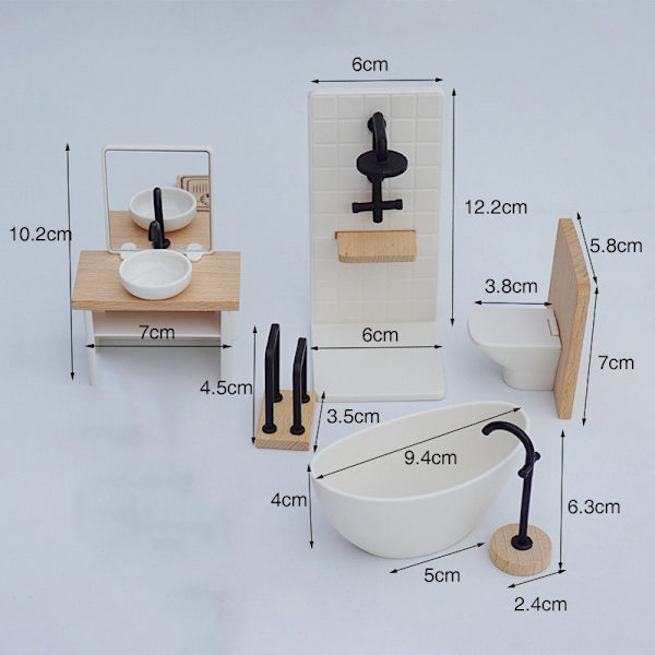 1/12 Dukkehus Servant Kar Toalett Modell Dukkehus Mini Bathro A6