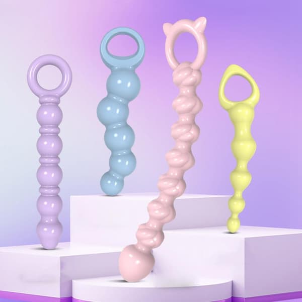 Anal Butt Plug Dildo Träningskit Set Pärlor Prostatamassager T Blue
