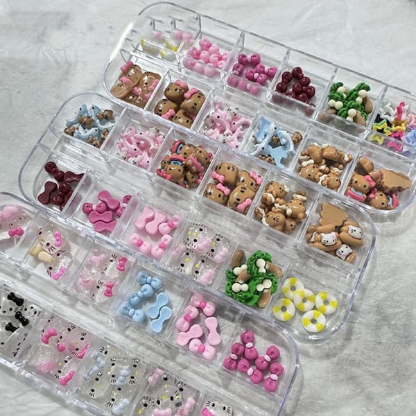 6/12Gitre Kawaii Hawai Sløjfe Harpiks Negle DIY Tilbehør e Negle De A5