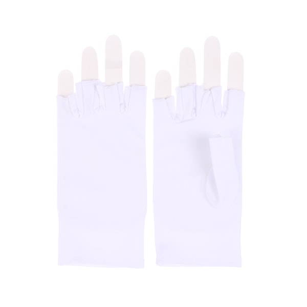 1Pairs Anti UV Gloves UV Shield Glove Fingerless Manicure Nail White