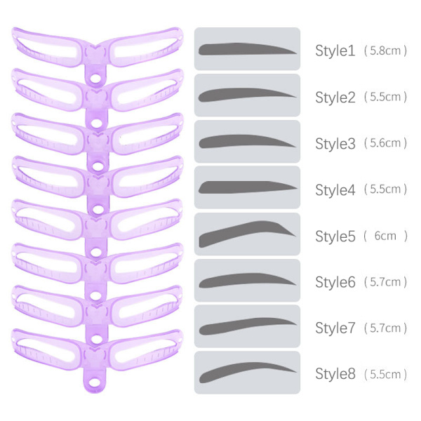 8 Styles Øjenbryn Shaping Stencils Grooming Shaper Genanvendelig Temp