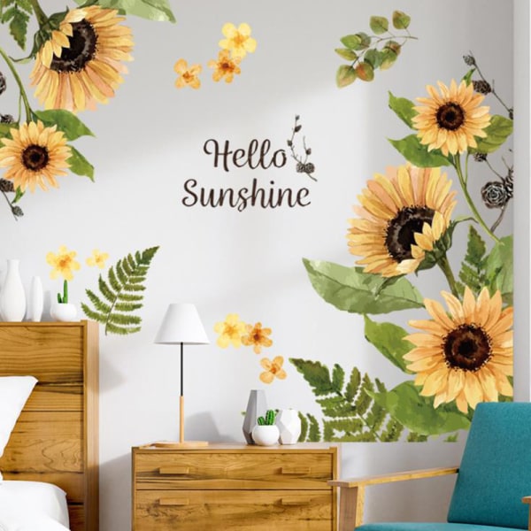 Auringonkukka seinätarra Lasi koristeellinen tarra Olohuoneen sänky