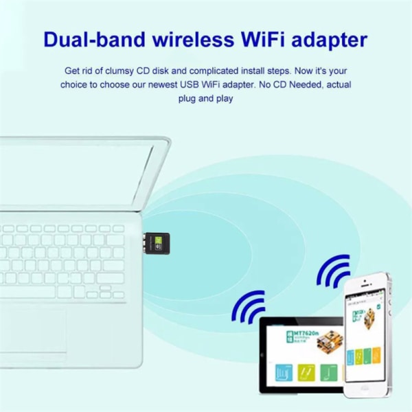 600 Mbps USB WiFi-adapter 2,4 Ghz 5,8 Ghz Dual Band Trådlös Exter white