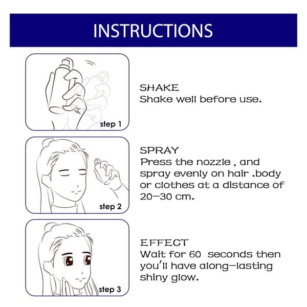 Skinnende Glitter Spray Strålende Sølv Glitter Spray til Hår & Krop