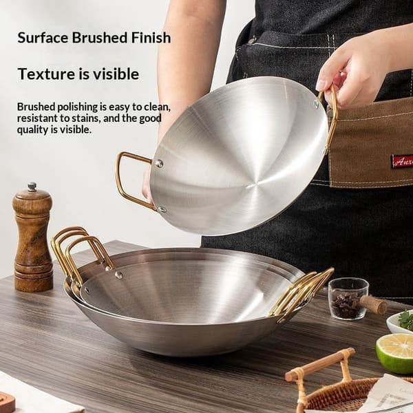 Holdbar rustfri stål tørgryde non-stick rundbundet hot pot D A4