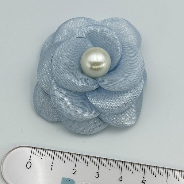 1 Stk 5 cm Mesh Gaze Blomster Til DIY Bryllupsfest Tøj Sko Blue
