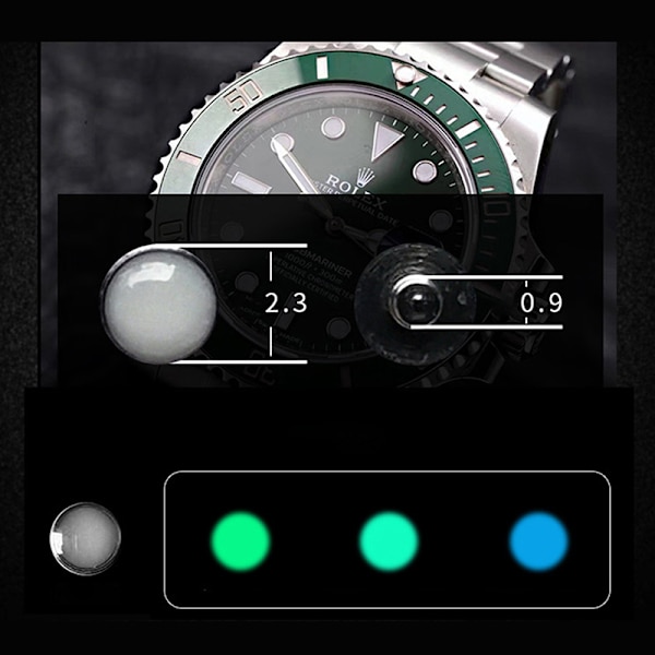 Gröna/blå/lysande klockringspärlor Lysande Submariner-ring A2