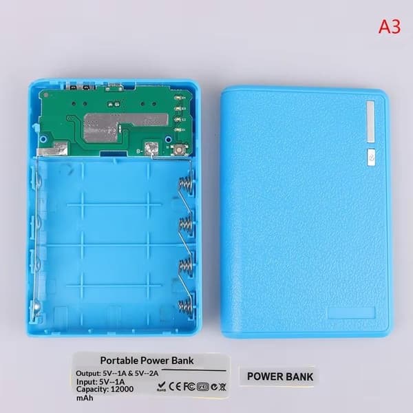 4-facks 18650 Power Bank Batterilåda Hållare Bärbar Dubbel USB Typ A5