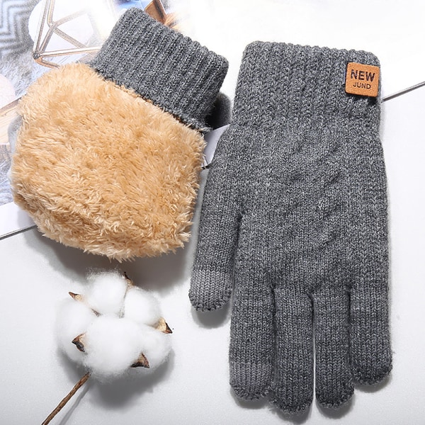 Cashmere Handsker Winter Warm Five Finger Vanter Touch Mænd Outdo Gray 9089  | Gray | Fyndiq