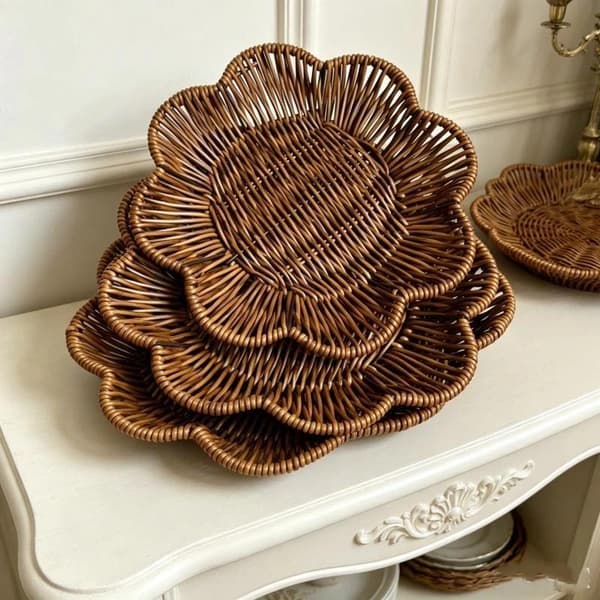 Handvävd frukostbrödkorg Tallrik Serveringskorg R 25cm
