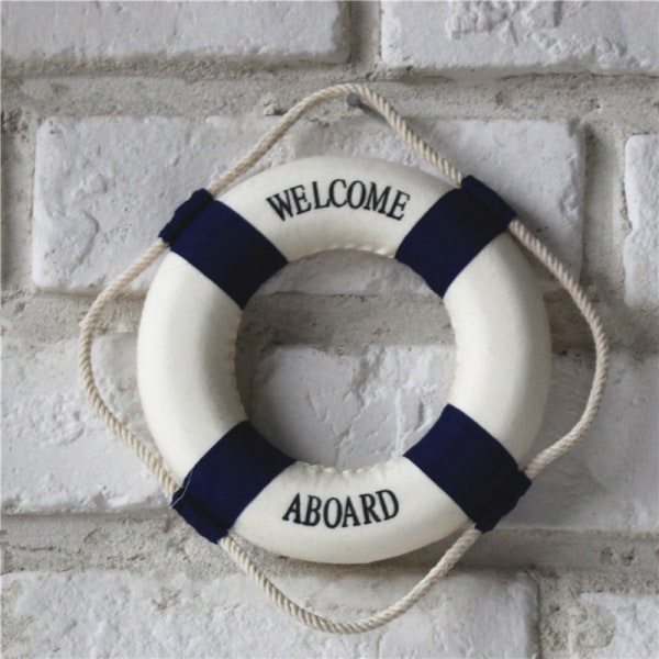 1 stk Velkommen ombord Nautical Lifebuoy Ring Boat Wall Hangin Blue