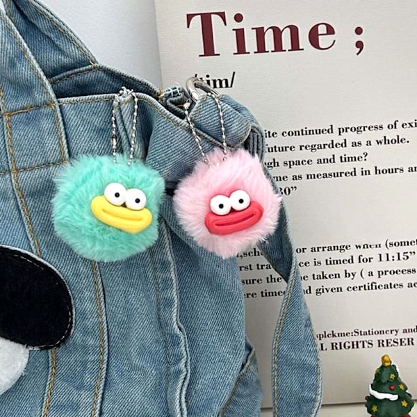 Sarjakuva Sausage Mouth Hair Ball Avaimenperä Puhelin Riipus Key Rin Blue