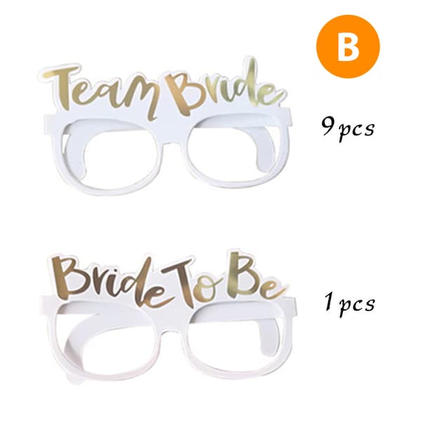 Polterabend Papirbriller Rose Gold Team Bride White Bri B