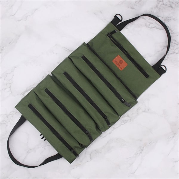 Roll Up Tool Bag Canvas Tool Pouch Organizer Kestävä ripustus Green 48*28.5cm