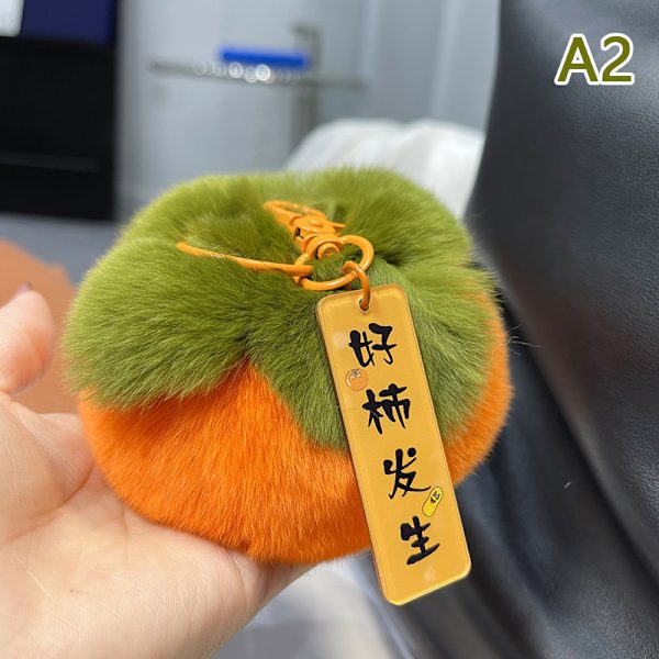 Real Hair Mini ja Pienet Persimmon Avaimenperät Naisten Pehmoinen auton avain A4