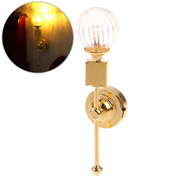 1:12 Miniatyrlampe til dukkehus LED-lys Glassskjerm Vegglampe F