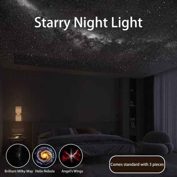 2-i-1 Galaxy Stjerneprojektor Natlys LED Stjernehimmel Stemningslys A4