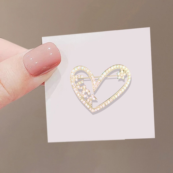 Mode Lyx Hjärta Broscher För Kvinnor Crystal Lapel Pin Duk A3