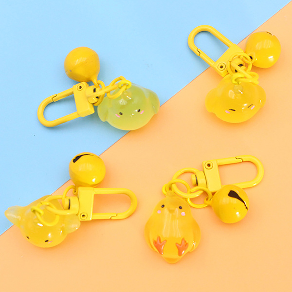 Luminous Peace Chicken Key Chain Cartoon Animal Pendant Keyring C